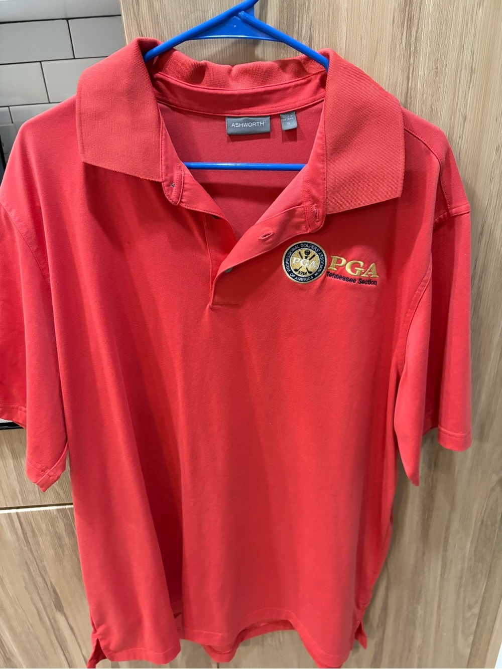 Ashworth Red PGA Embroidered Short-Sleeve Polo